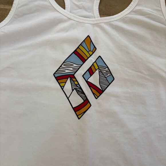 Black Diamond Tank Top Womens Size Large White Outdoors Activewear Racer Back - Picture 2 of 6
